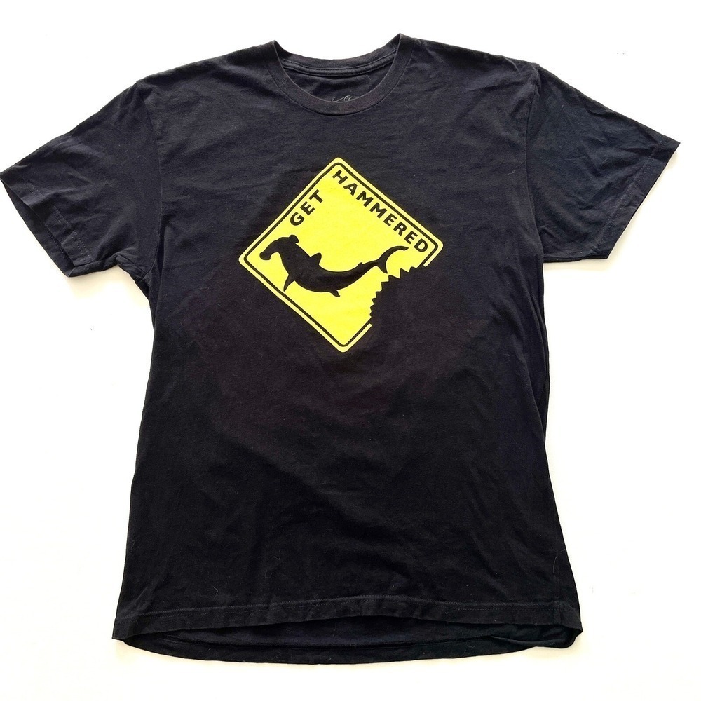 Mandalay Bay Men's Medium Black T Shirt Let's Get Hammered Hammerhead Shark Logo